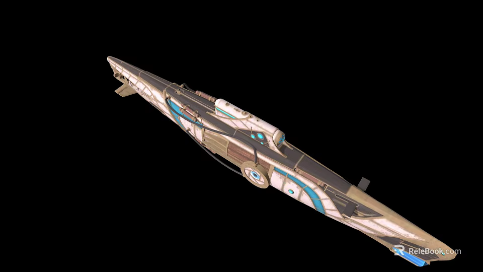 Futuristic Warship Featuring Sleek Blue And White Design With Aerodynamic Structure 3d model