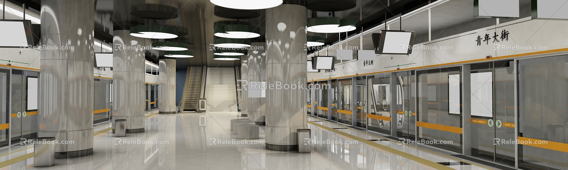 Modern Metro Station 3d model