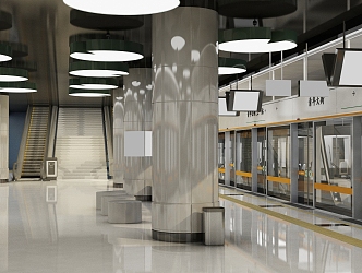 Modern Metro Station 3d model