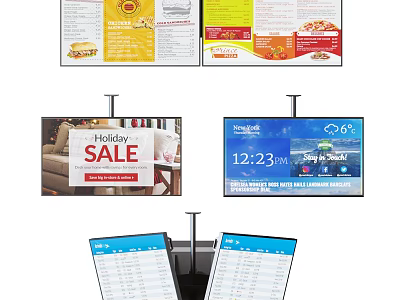 Billboard Displays With Holiday Sale Promotions Food Menus And Information Screens 3d model