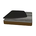 Stylish Modern Coffee Table Featuring Wood Grain Top And Metal Frame With Gray Cushion