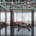 Luxury 4S Dealership Modern Lobby With Red Convertible Sports Car And Reception Desk