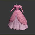 Man Designing Pink Princess Dress 3D Model With Flowing Skirt Details