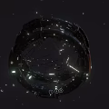 Ring Shaped Space Station With Illuminated Lights In Starry Outer Space 3d model