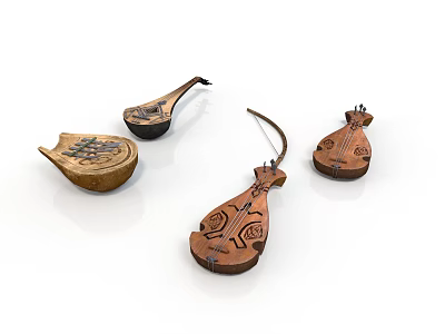 Handcrafted Wooden Daily Living Items With Intricate Carved Patterns And Traditional Design 3d model