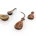 Handcrafted Wooden Daily Living Items With Intricate Carved Patterns And Traditional Design