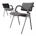 Modern Leather Upholstered Dining Chairs With Metal Legs And Armrests Design
