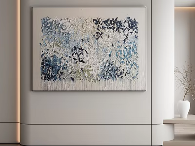 Abstract Blue Green White Painting For Modern Interior Wall Decor 3d model