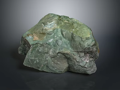 Natural Green Stone and Wood Decorative Material with Textured Surface and Organic Shape 3d model