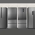 Modern Silver Stainless Steel Refrigerators with Sleek Design Lined Up in a Row