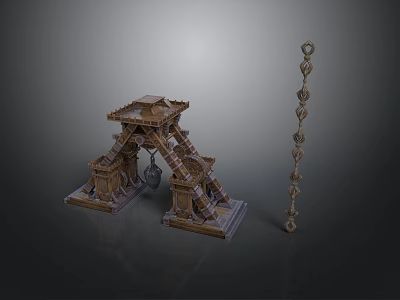 Industrial Mechanical Equipment With Platform Ladder Hanging Component And Chain Structure 3d model