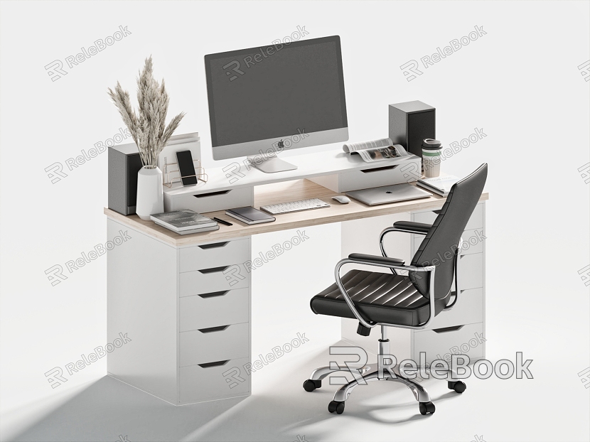 Modern Desk and Chair Computer Desk Elevated Countertop Office Desk and Chair Learning Supplies model