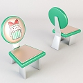 Modern children's chair wooden children's stool 3d model