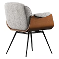 Sleek Modern Dining Chair With Upholstered Seat Leather Armrests And Metal Legs