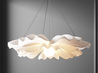 Modern Elegant White Petal Shaped Chandelier With Soft Hanging Light Design 3d model