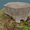 Rustic Old Weathered Concrete Bunker With Grass Dirt And Wild Vegetation 3d model