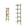 Wooden Multi Tier Shelving Unit with Slatted Shelves for Home Storage