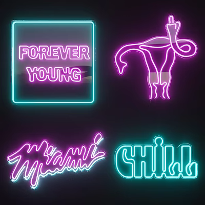 Colorful Outdoor Neon Lights With Urban Style Text And Patterns For Decoration 3d model