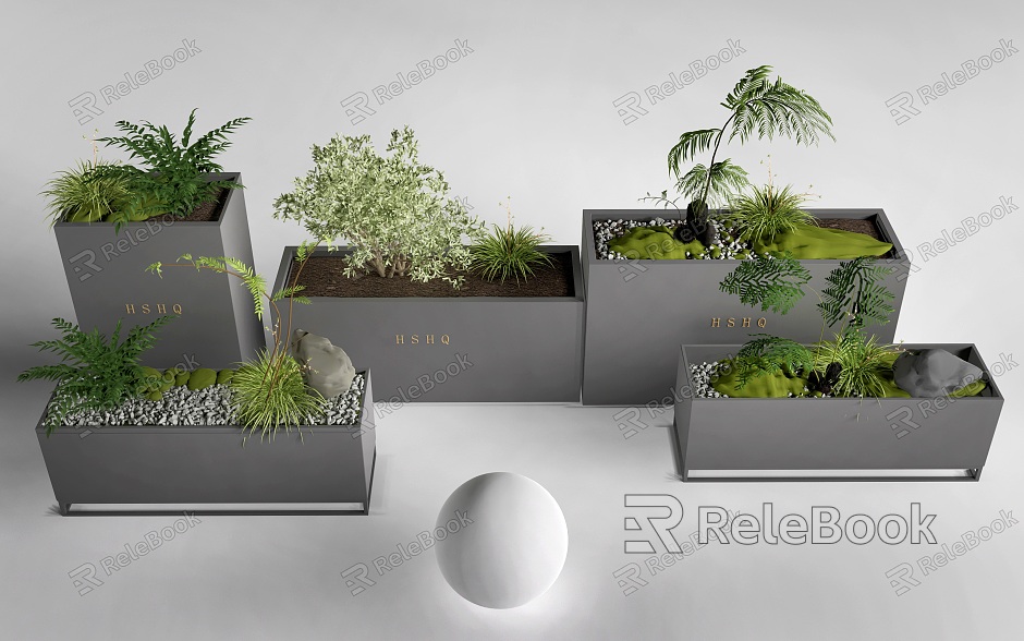 Modern Exterior Flower Box Flower Pot Potted Plant Mobile Flower Box Green Plant Flower Box model