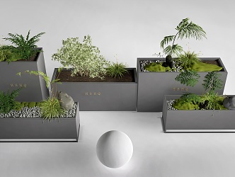 Modern Exterior Flower Box Flower Potted Plant Mobile Flower Box Green Plant Flower Box 3d model