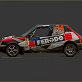 Detailed Race Car Model With CHAMPION FERODO Logos And Colorful Racing Livery