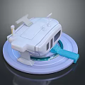 Modern White Tech Device With Circular Base Blue Accents And Antennas 3d model
