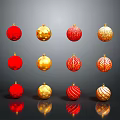 Red And Gold Christmas Decorative Balls For Furniture Decoration With Various Patterns