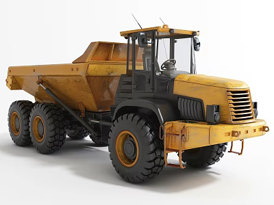 Yellow Heavy Duty Dump Truck with Large Tires Cab And Tipper Bed for Construction Sites 3d model
