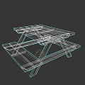 Outdoor Wooden Picnic Table With Attached Benches Natural Wood Finish