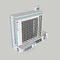 Modern White High Rise Office Building With Large Windows And Blue Sky