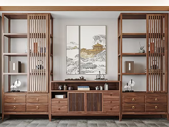 New Chinese Style Chinese Style Antique Rack Antique Rack Storage Rack Decorative Rack Ornaments Bookshelf Decorations 3d model