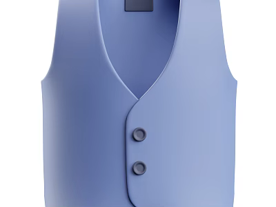 Stylish Modern Blue V Neck Vest With Three Buttons For Daily Outfit 3d model