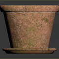 Pink Textured Flower Pot With Matching Saucer And Weathered Finish