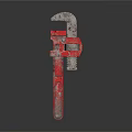 Sturdy Red Adjustable Wrench As Essential Industrial Mechanical Equipment Tool
