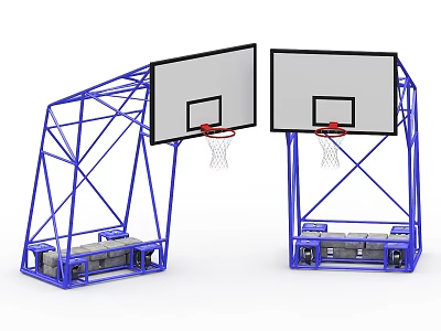 Blue Portable Basketball Hoops With Metal Frame Backboard And Net For Sports Equipment 3d model