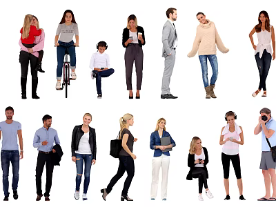 Diverse Group of People in Various Poses Standing Walking and Casual Attire 3d model Diverse Group of People in Various Poses Standing Walking and Casual Attire 3d model