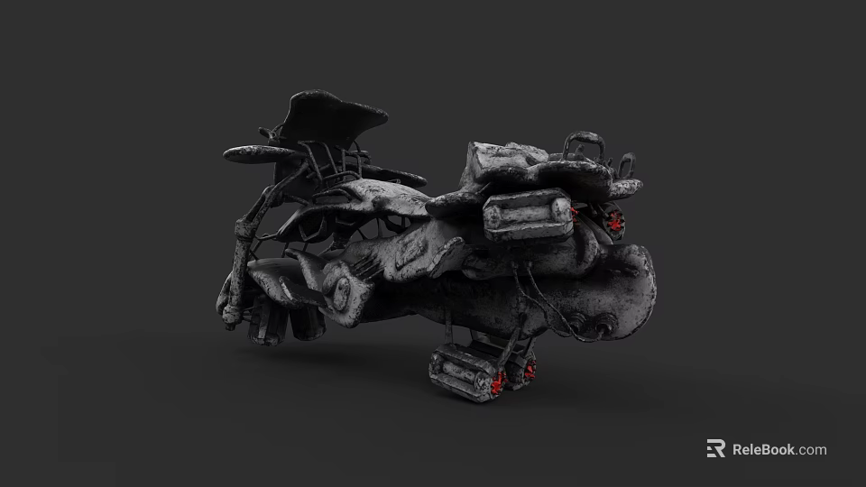 Vintage Motorcycle With Industrial Metal Frame Leather Seat And Unique Mechanical Details 3d model 