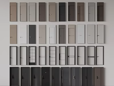 Various Door Designs in Different Colors and Panel Styles for Home Interior 3d model