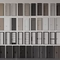 Various Door Designs in Different Colors and Panel Styles for Home Interior 3d model