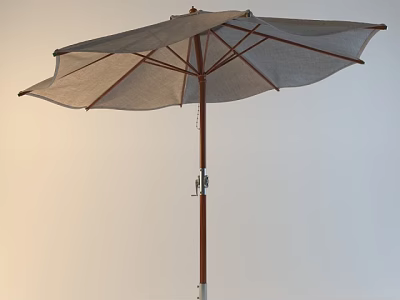 Outdoor Patio Umbrella With Wooden Frame And Light Colored Sunshade Fabric 3d model