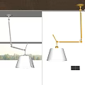Adjustable Arm Pendant Lights With Silver Gold Finishes And White Lampshades For Modern Interiors