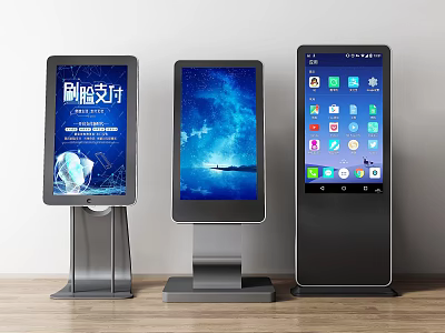 Public Standing Digital Information Kiosks With Interactive Screens And Interfaces 3d model