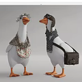 Cute Goose Dolls Wearing Hats Scarves Apron And Pilot Cap With Bag