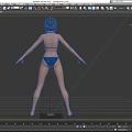 A Woman In Black Bikini Posing With Arms Outstretched On Grey Floor 3d model