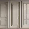 Three Different Interior Doors With Paneled And Glass Pane Designs In Light Color