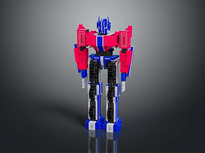 Colorful Building Block Robot Model With Blue Red And White Mechanical Design 3d model