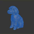 Golden Textured Dog Statue With Metallic Finish On Dark Reflective Surface