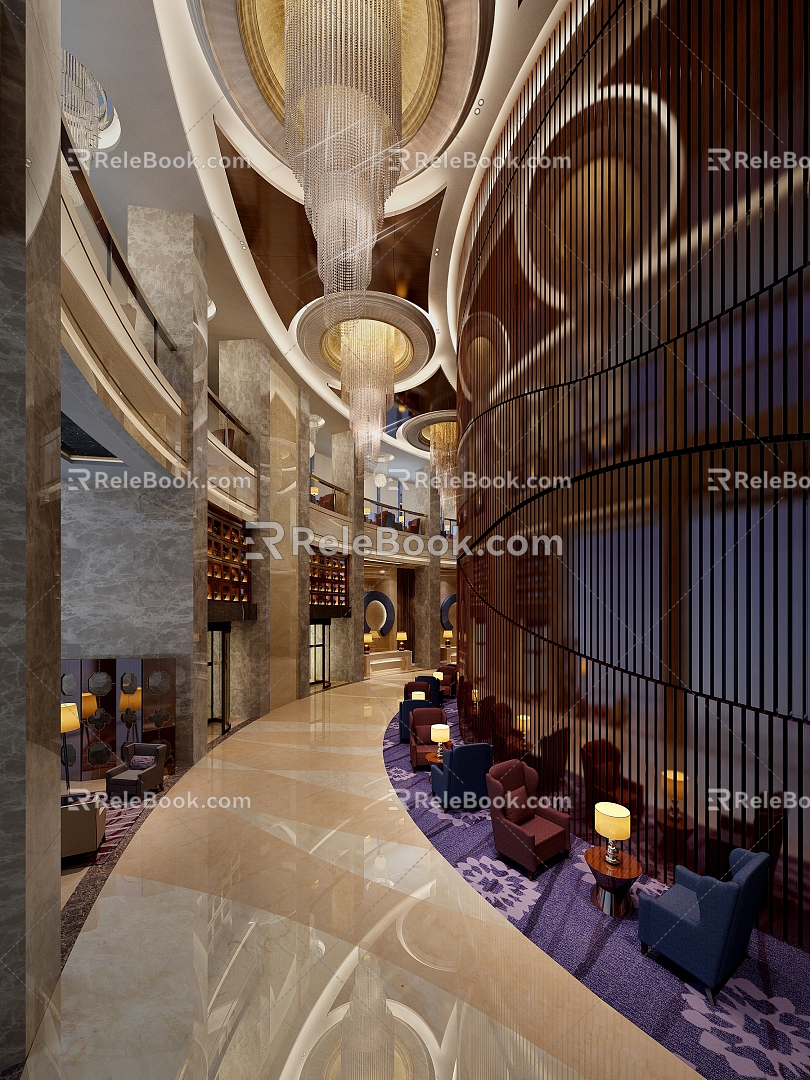 Modern Hotel Lobby Away 3d model