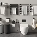 Modern Bathroom Set With Towel Racks Toilet Trash Cans Toilet Paper Holders And Towels