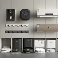 Modern sweeping robot sweeping robot mopping robot vertical air conditioning water dispenser switch socket 3d model